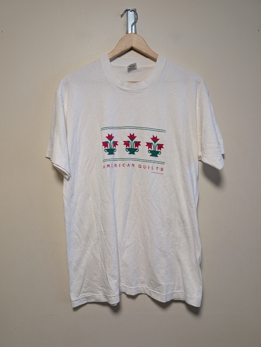 Vintage 1988 American Quilts Fruit of the Loom T-Shirt USA Made Large